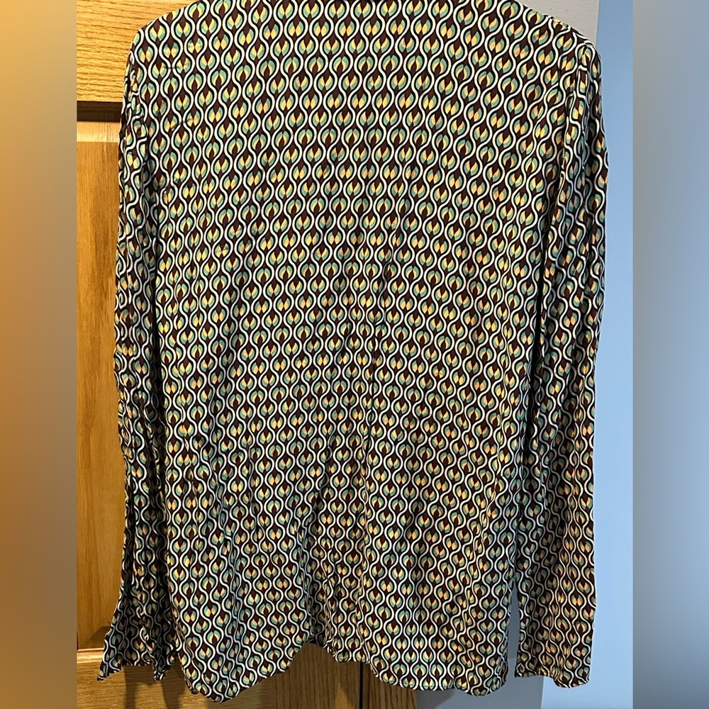 Pull & Bear Button Down Geometric Blouse Size Lar… - image 3